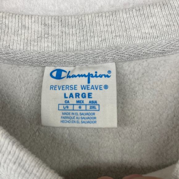 CHAMPION Reverse Weave Sweatshirt L INDEED Embossed Gray - Picture 4 of 15